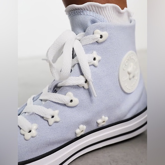 NIB Converse All Star Sneakers With Star Gems In Light Blue - Picture 2 of 7